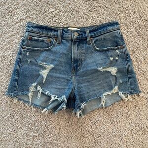 Abercrombie & Fitch Curve Love The Mom Short Mid Rise Distressed
